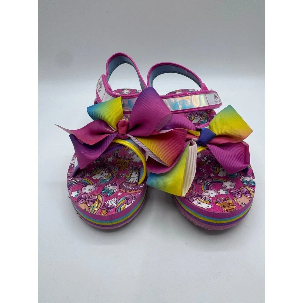 Nickelodeon Jojo Siwa Raimbow‎ Bow EVA Wedge Sandals Girl's Size 5